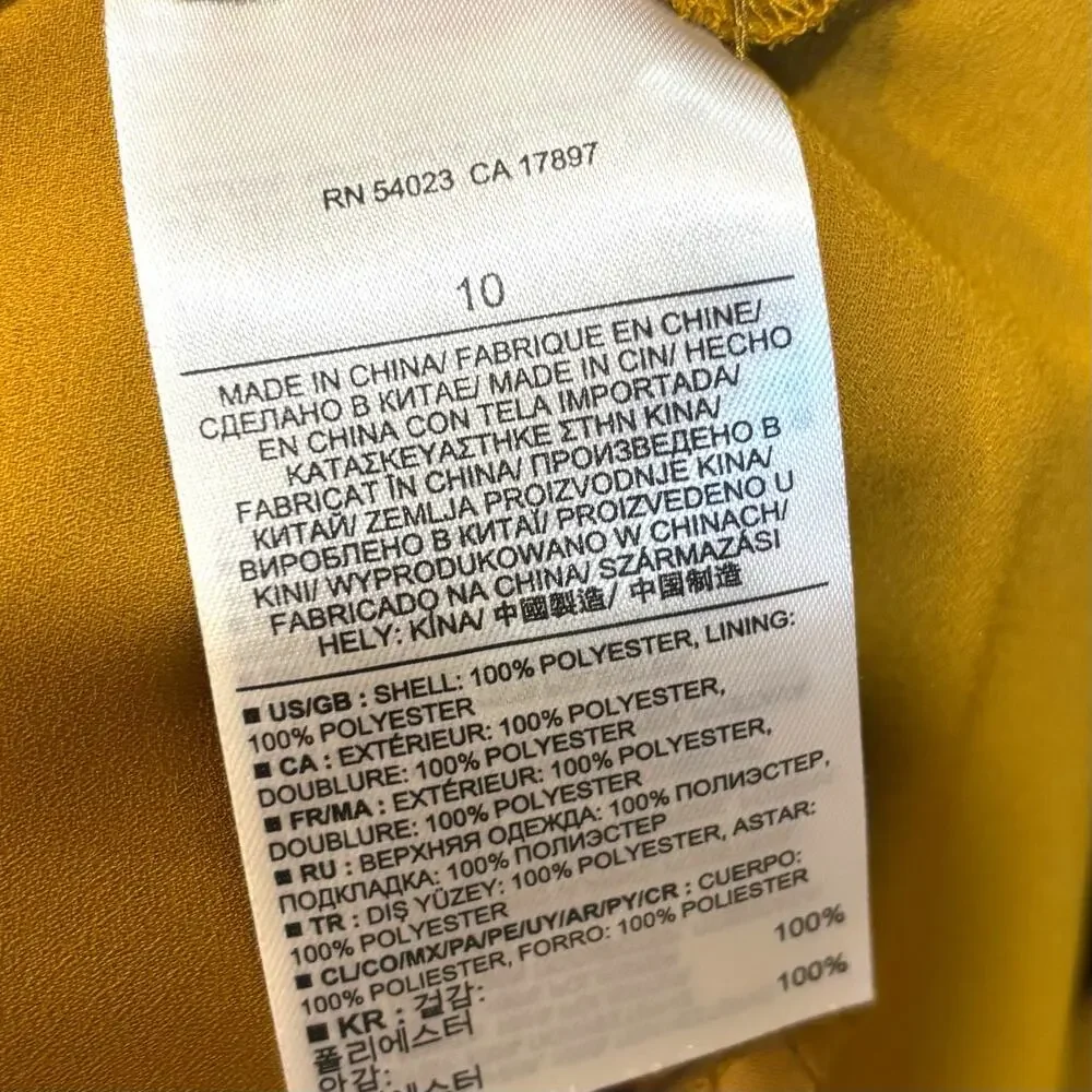 Mustard Yellow Pleated High Low Midi Dress Flowy Lightweight Banana Republic 10 - Picture 9 of 10